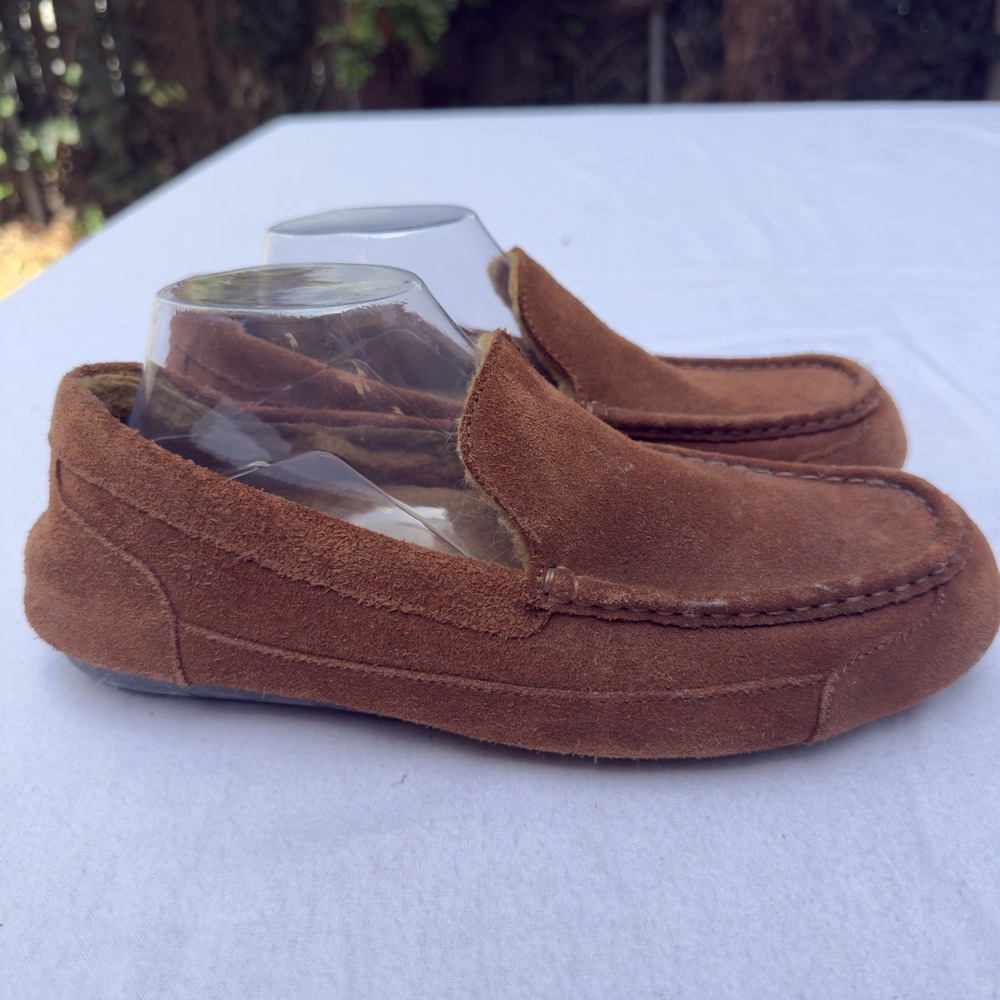 Samuel Hubbard Slippers Mens 10 Nutmeg Brown Suede Shearling Comfort Driver‎